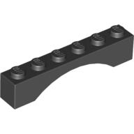 Lego kostka (kostička) most oblouk 1x6, černá (345526)